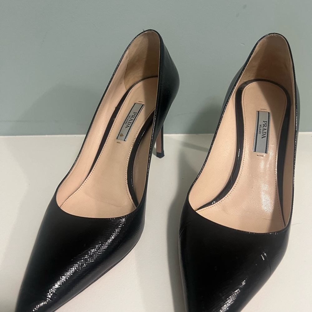 Prada Glossy Black Women's Heels 85mm - Classic Silhoutette